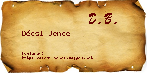 Décsi Bence névjegykártya
